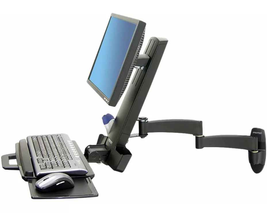 ERGOTRON wall mount, Combo Arm, 200 series, 24 inch, mouse, keyboard, barcodescanner, wristrest, black