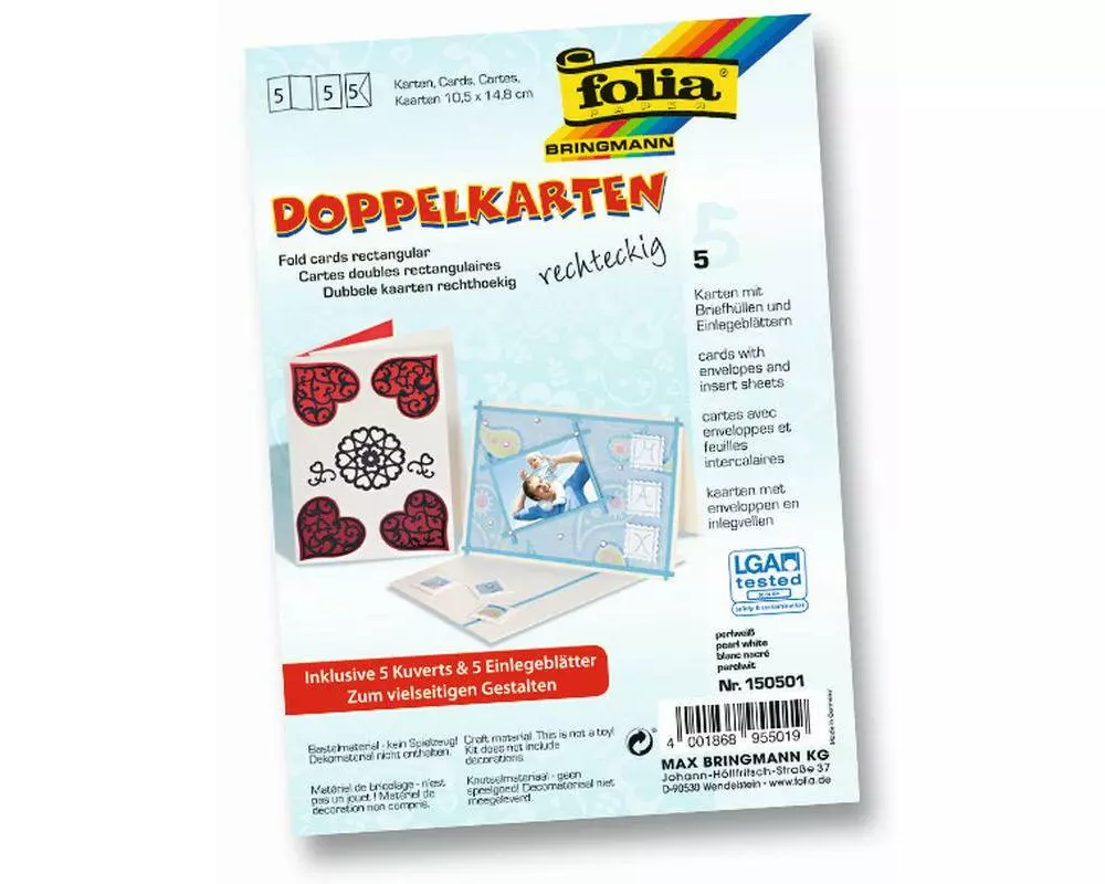 Folia Blankokarte 220 g/m² rechteckig Perlweiss