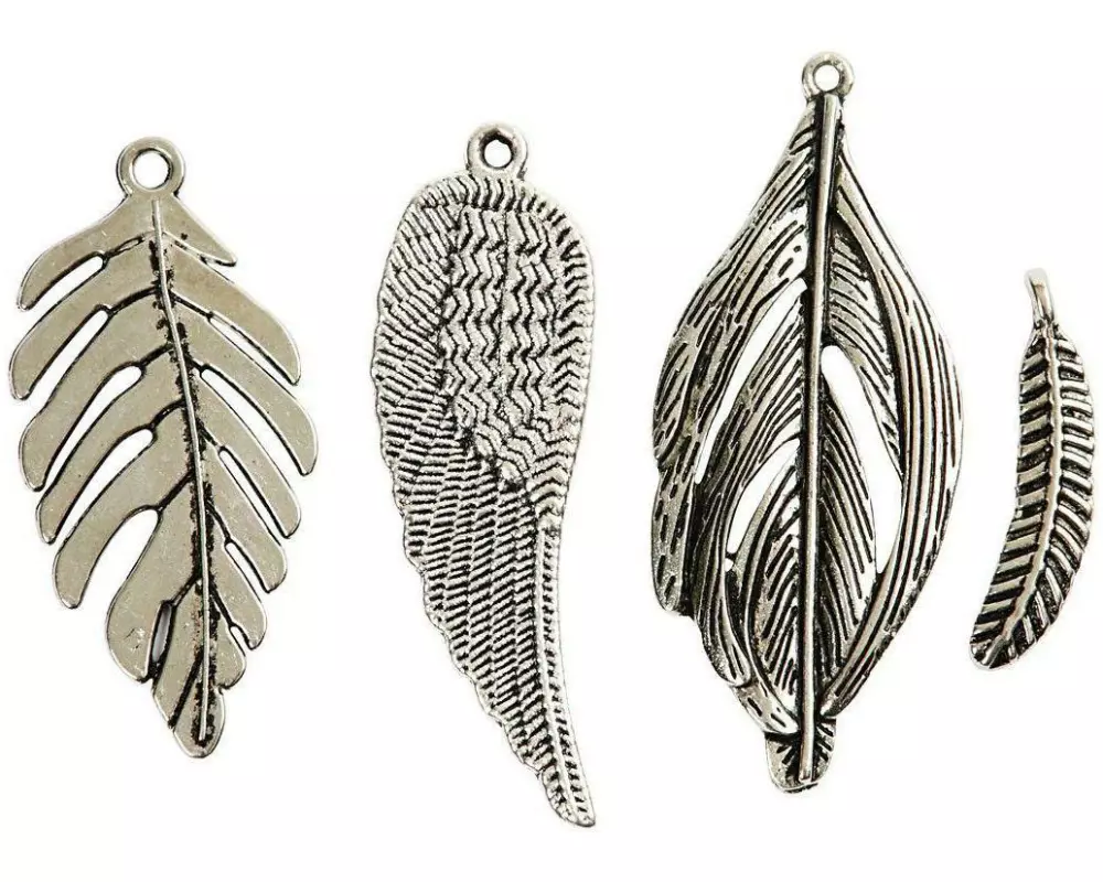 Creativ Company Anhänger Federn, 29-25 mm, antiksilber, 40 Stk.
