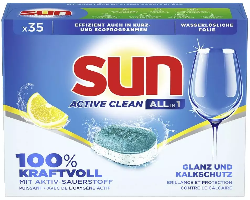 SUN Maschinenspülmittel All-in-1 Active Clean Lemon 35 Tabs