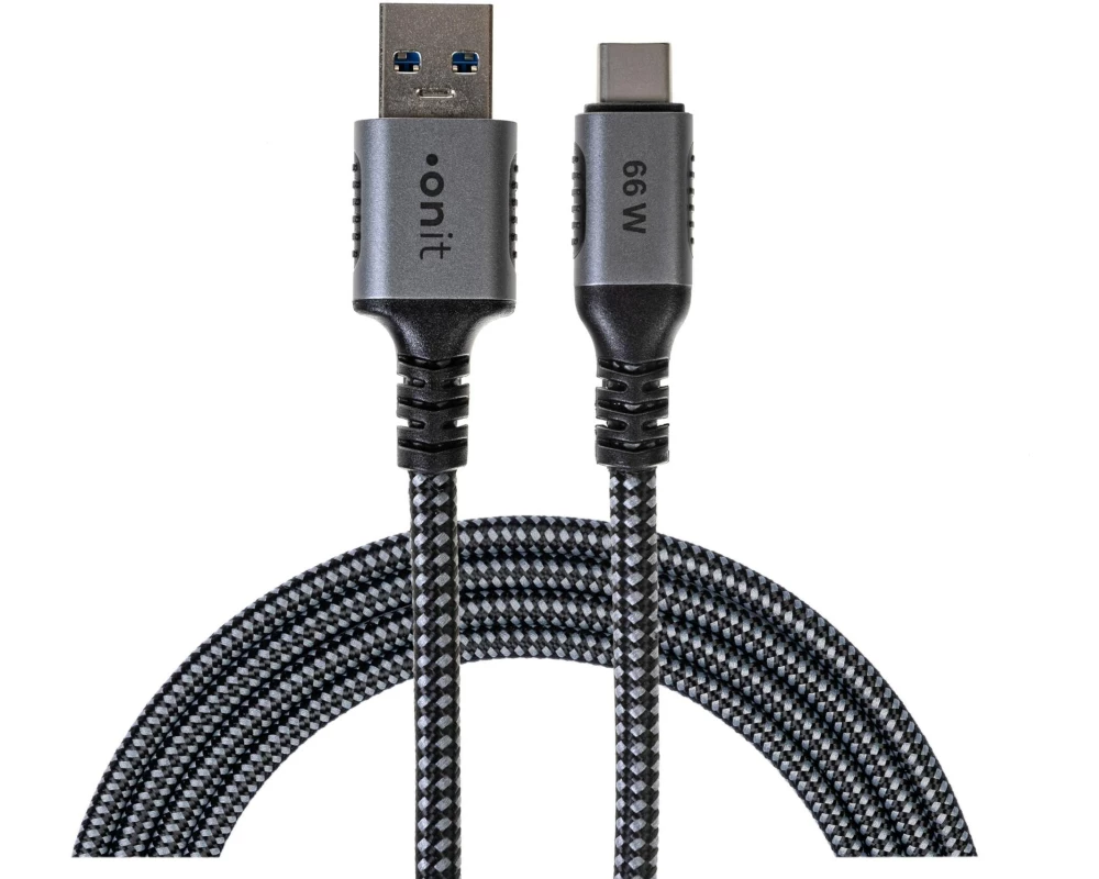 onit USB 3.1-Kabel USB-A - USB-C 1 m, Schwarz/Grau