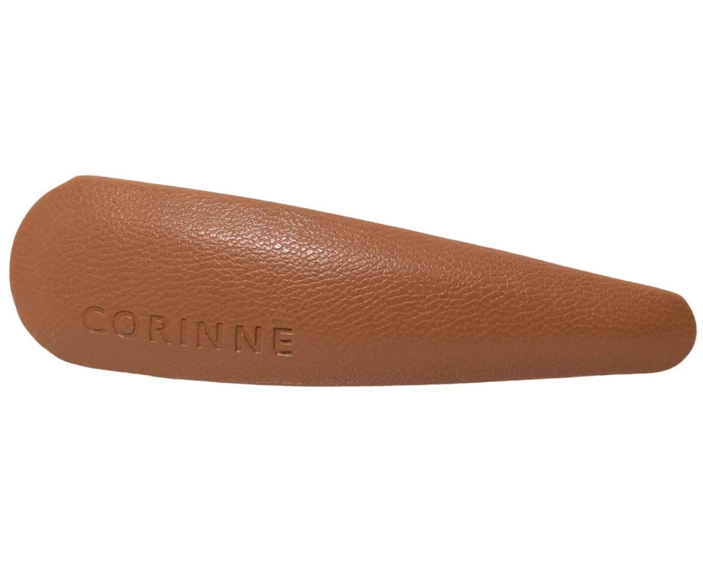 corinne Vegan Barrette Big Haarspange veganes Leder Camel