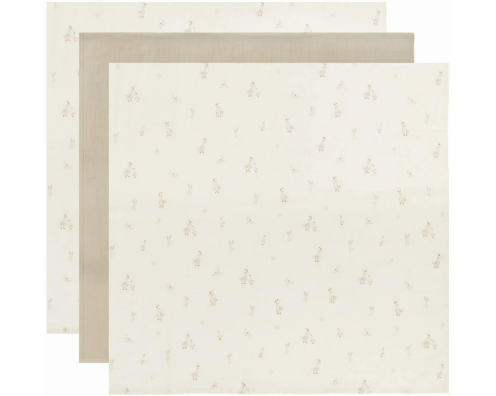 ZEWI bébé-jou Muslin Tücher 3er, Beige 70 cm x 70 cm