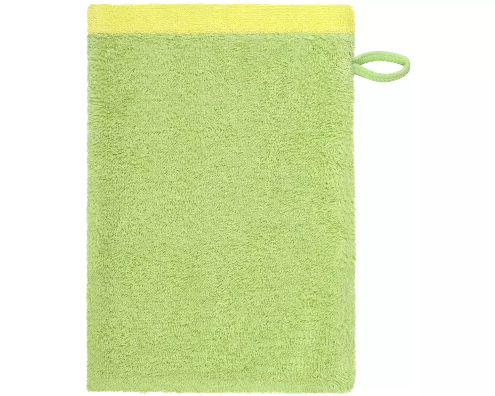 Cawö Waschhandschuh Lifestyle Splash 16 x 22 cm, Pistazie/Lemon