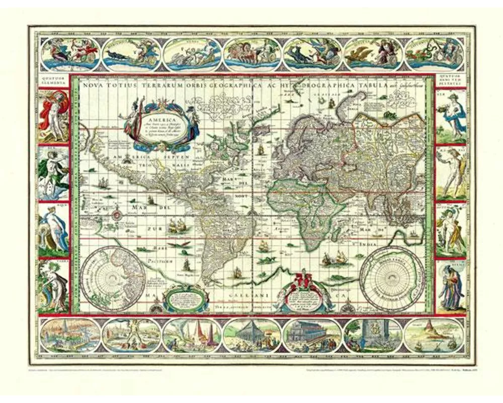 Historische WELTKARTE 1635 - Willem Janszoon Blaeu (Plano)