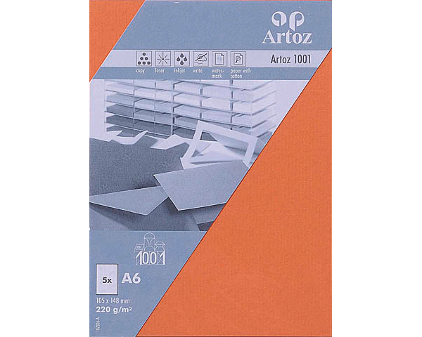 ARTOZ Karten 1001 A6 107326145 220g, hummerrot 5 Blatt