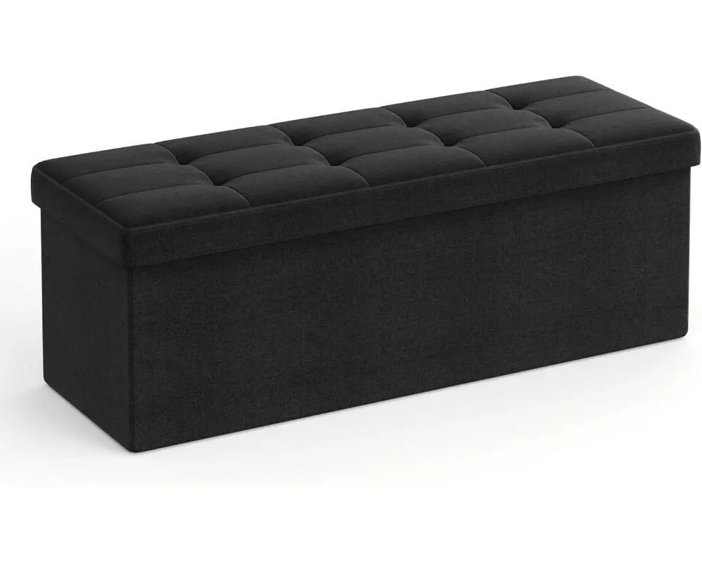 Songmics Sitztruhe Ottomane 110 x 38 cm, Schwarz