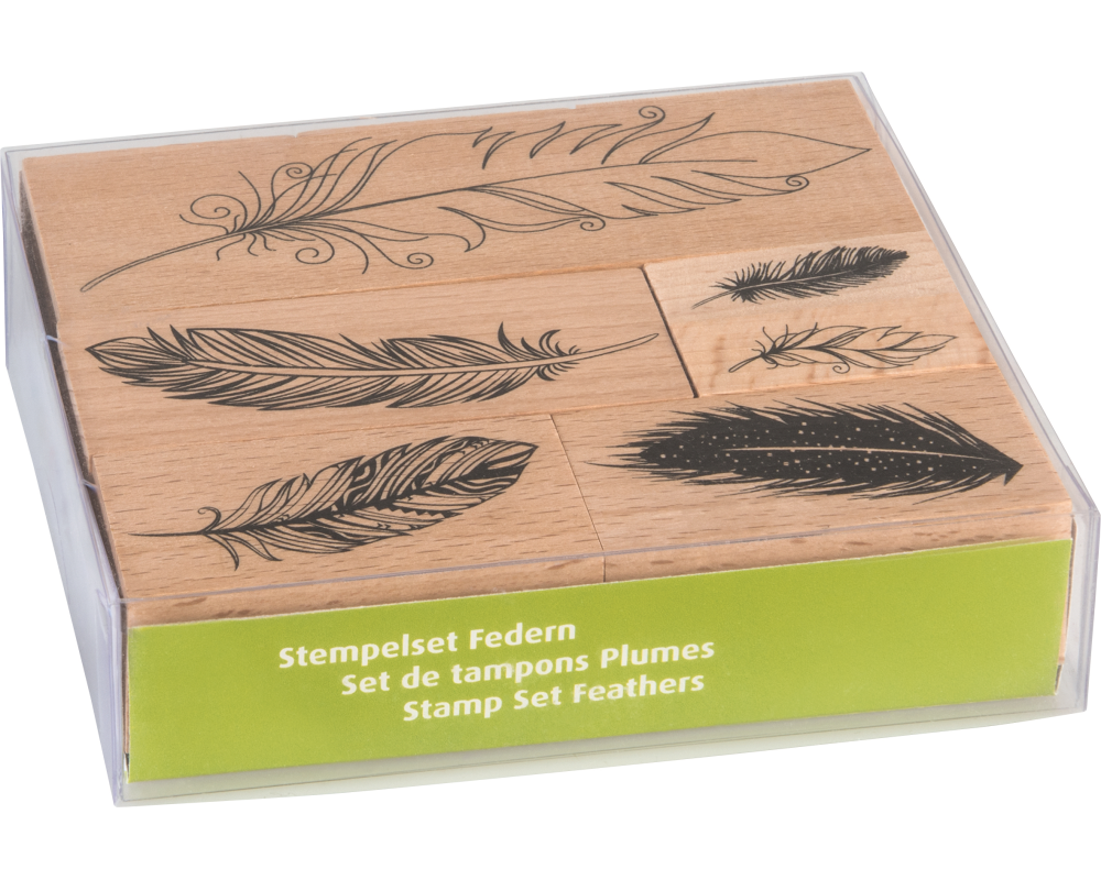 HEYDA Stempel-Set Federn 12x10x3cm 204888685 Holz 6-teilig