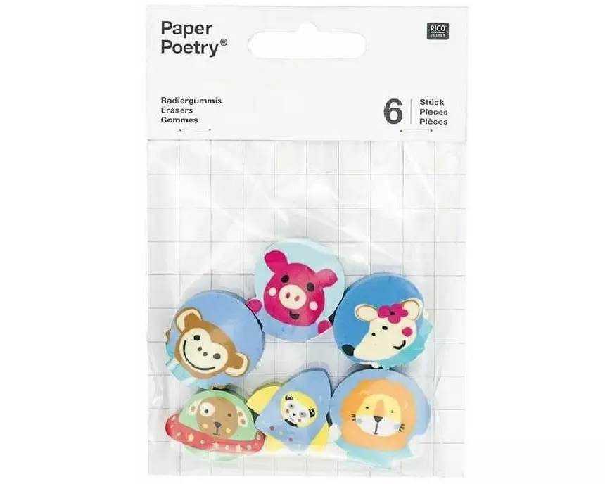 Rico Design Radiergummi Weltall 6 Stück, Mehrfarbig