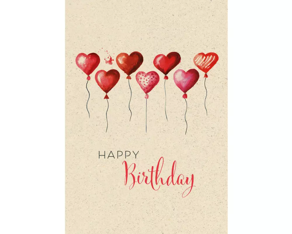 Natur Verlag Geburtstagskarte Herzballone 17.5 x 12.2 cm