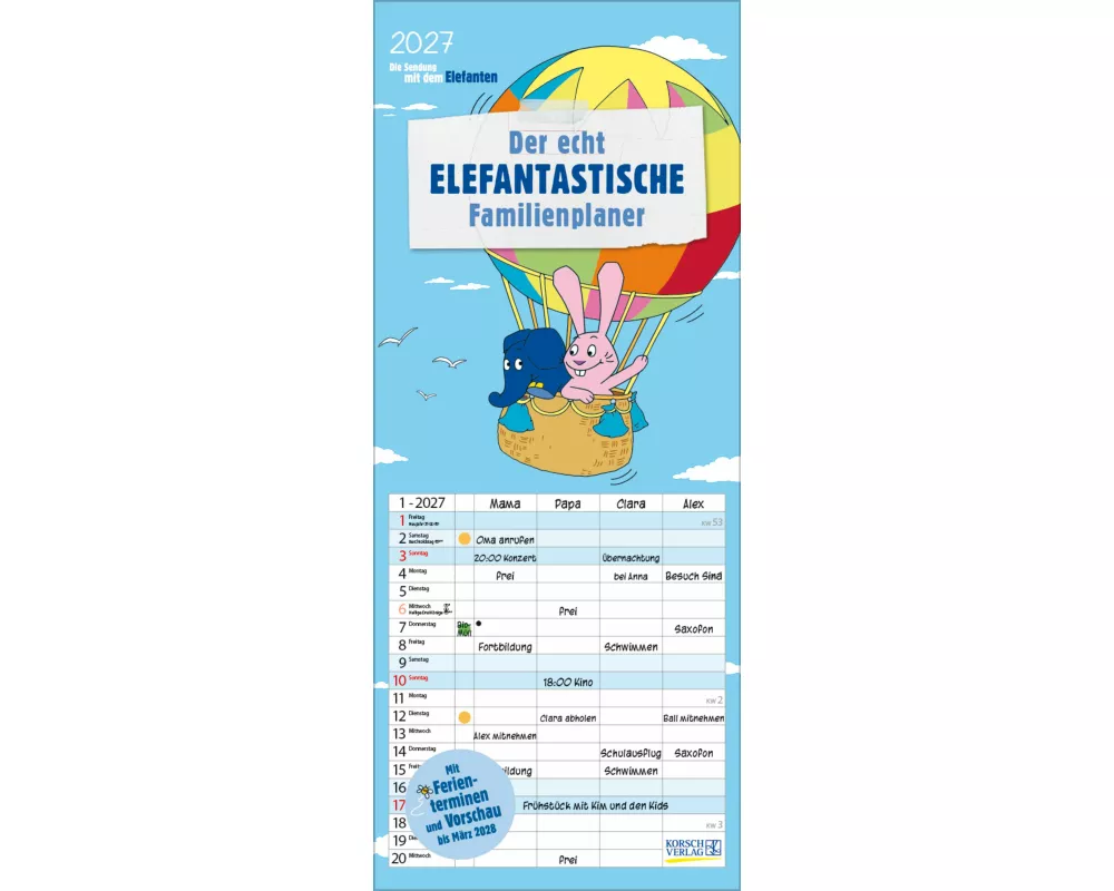 Der echt elefantastische Familienplaner 2027
