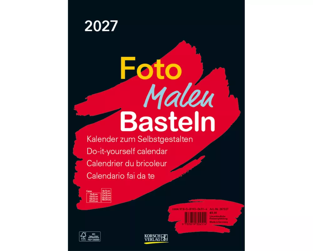 Foto-Malen-Basteln Bastelkalender A4 schwarz 2027