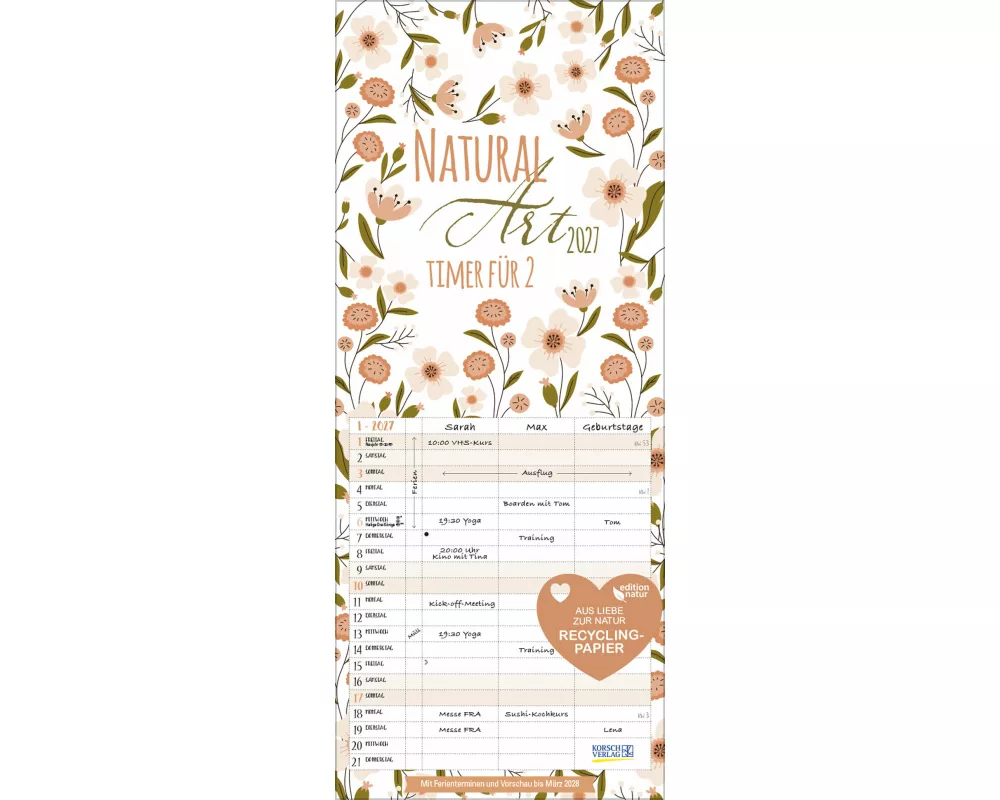 Natural Art Timer für 2 Recyclingpapier 2027