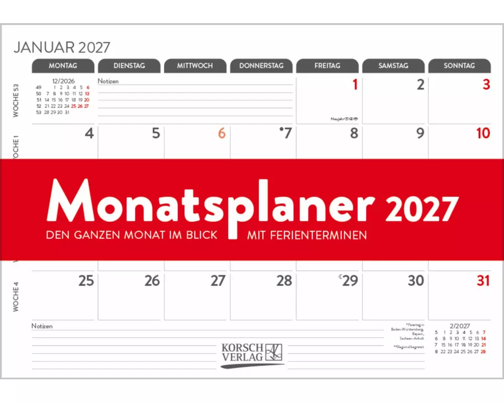 Monatsplaner 2027
