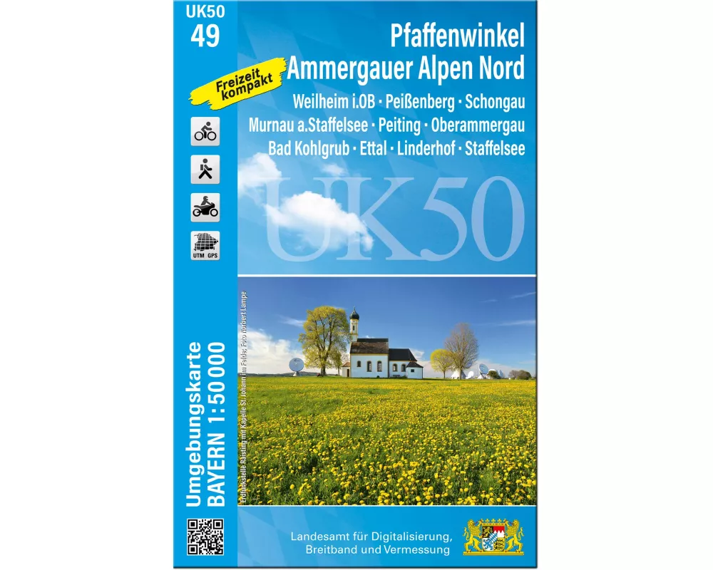 UK50-49 Pfaffenwinkel, Ammergauer Alpen Nord (Umgebungskarte 1:50000)