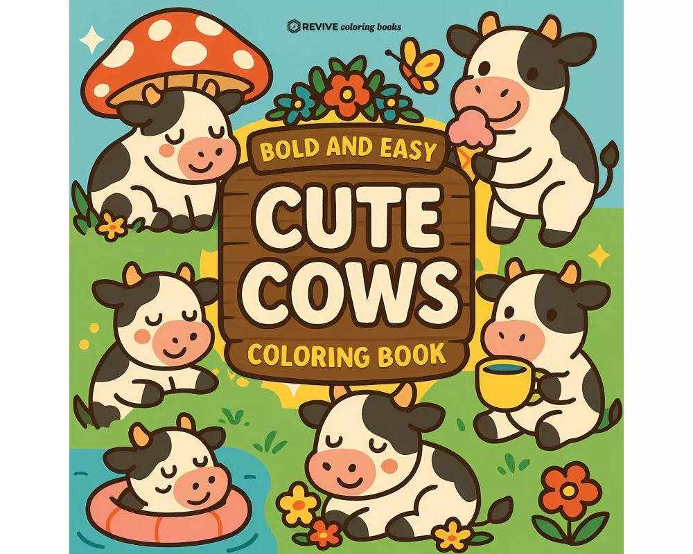Bold & Easy Cute Cows Coloring Book