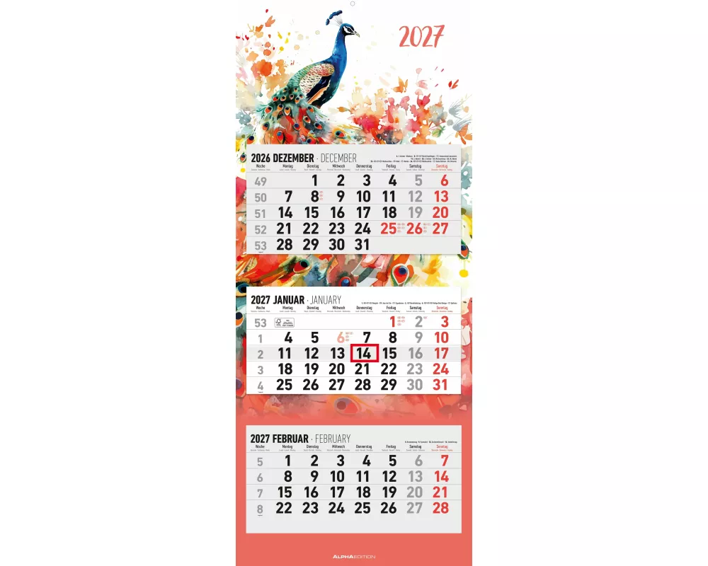 3-Monatskalender Design 2027