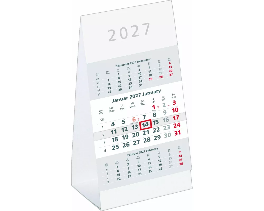 3-Monats-Aufstellkalender 2027