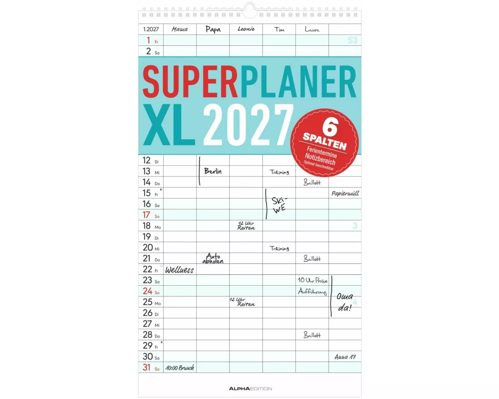 Superplaner XL 6 Spalten 2027