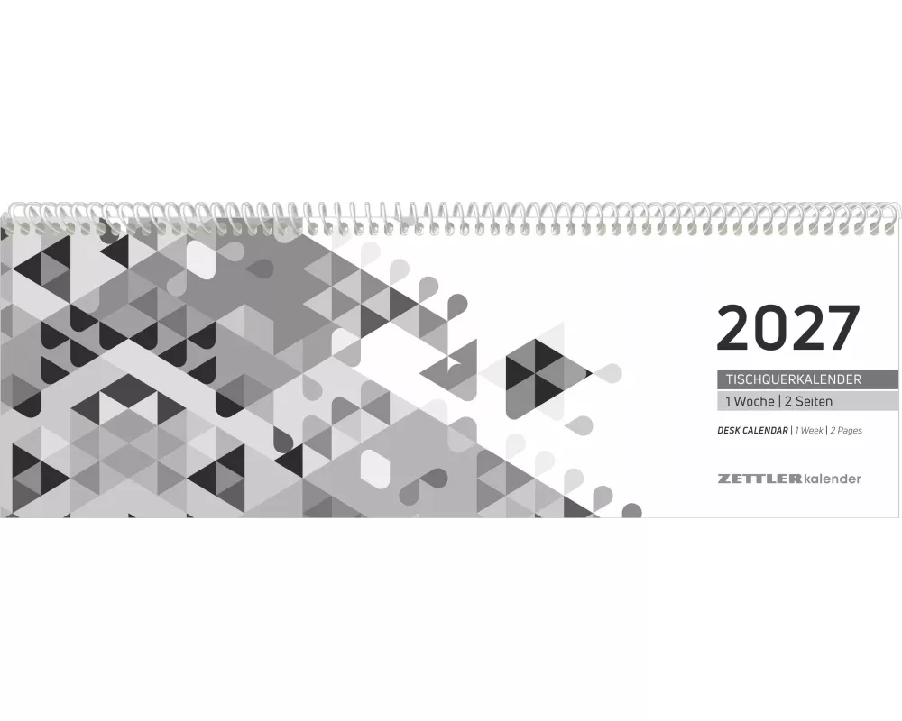 Tischquerkalender 1W/2S schwarz 2027
