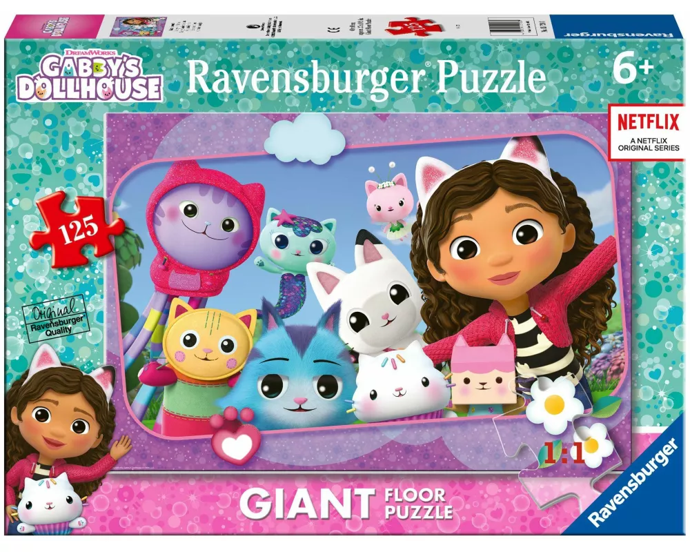 Ravensburger Kinderpuzzle 05728 - Gabby's Puppenhaus: Katzenfreunde – großes Bodenpuzzle mit 125 Puzzleteilen, für Puzzle-Freunde und Gabby-Fans ab 6