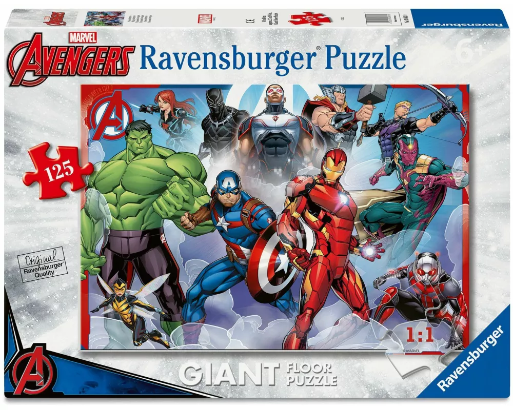Ravensburger Kinderpuzzle 05643 - Starke Avengers – großes Bodenpuzzle mit 125 Puzzleteilen, für Puzzle-Freunde und Marvel-Fans ab 6 Jahren