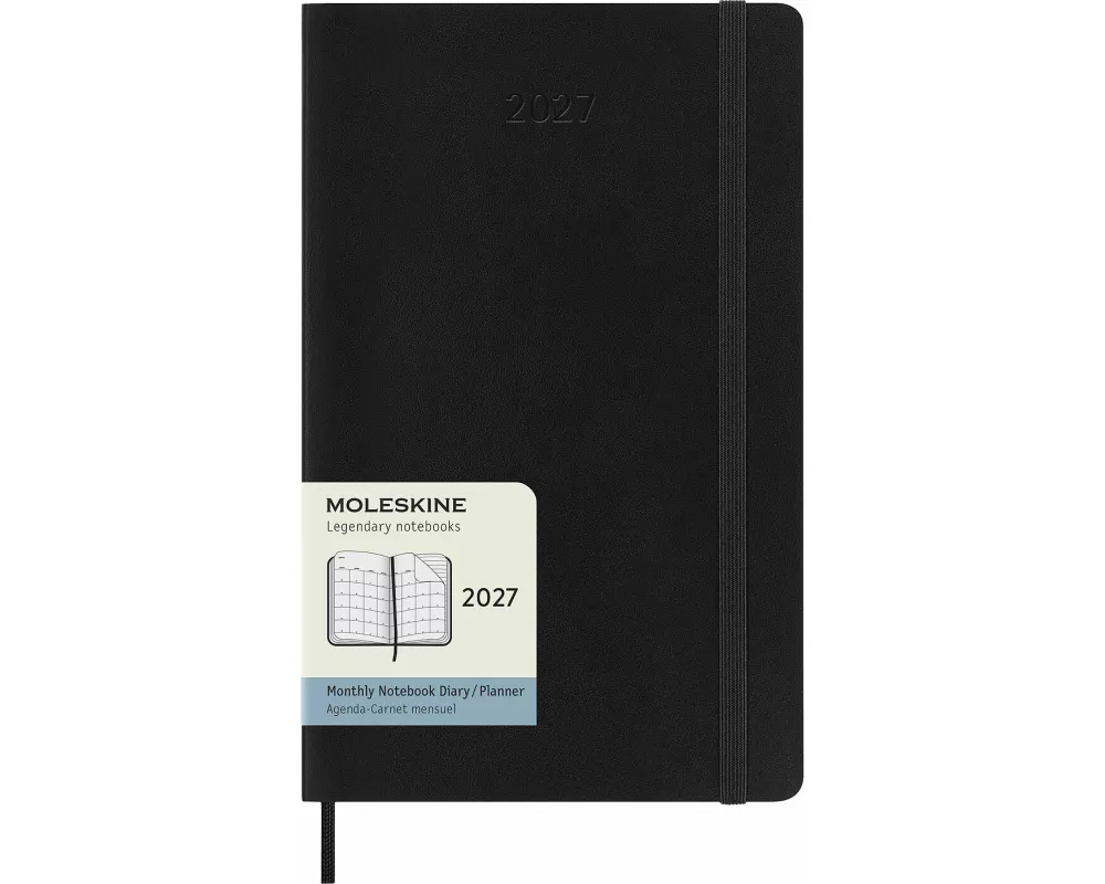 Moleskine 12 Monate Monatsnotizkalender 2027, L/A5, 1 Mo = 2 Seiten, Linierte Seiten, Weicher Einband, Schwarz