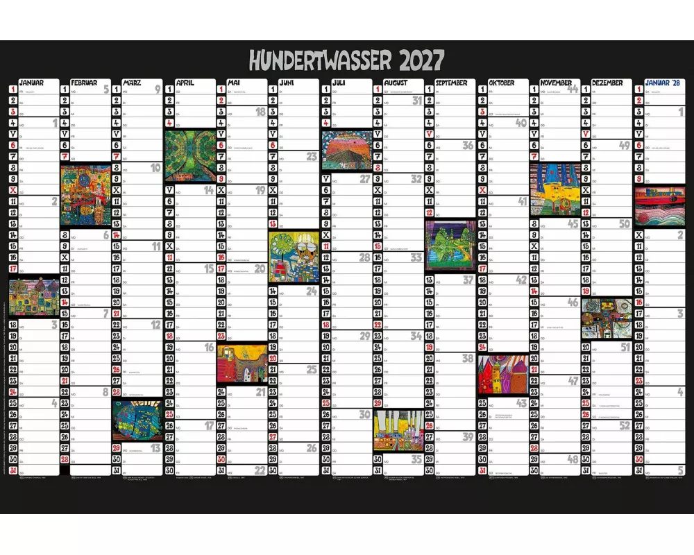 Hundertwasser Mini-Jahresplaner Art 2027