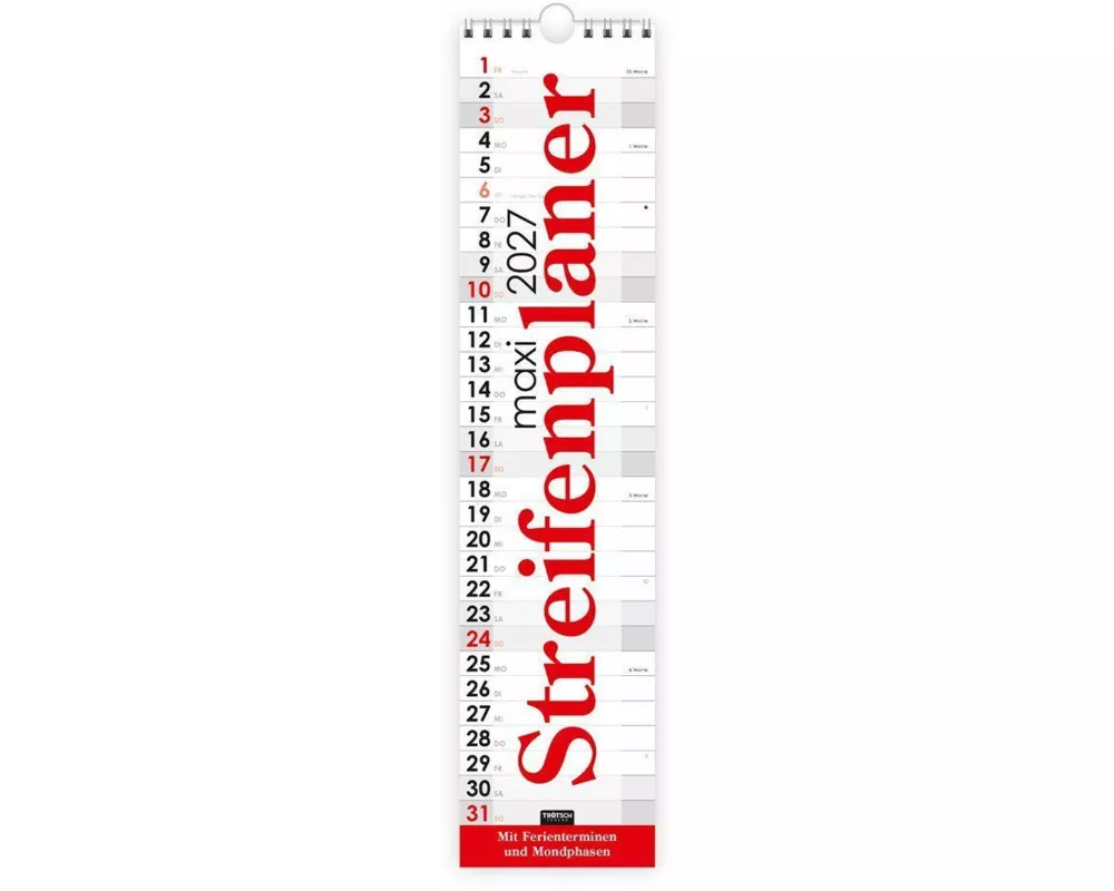 TRÖTSCH - Streifenkalender Maxi Rot 2027