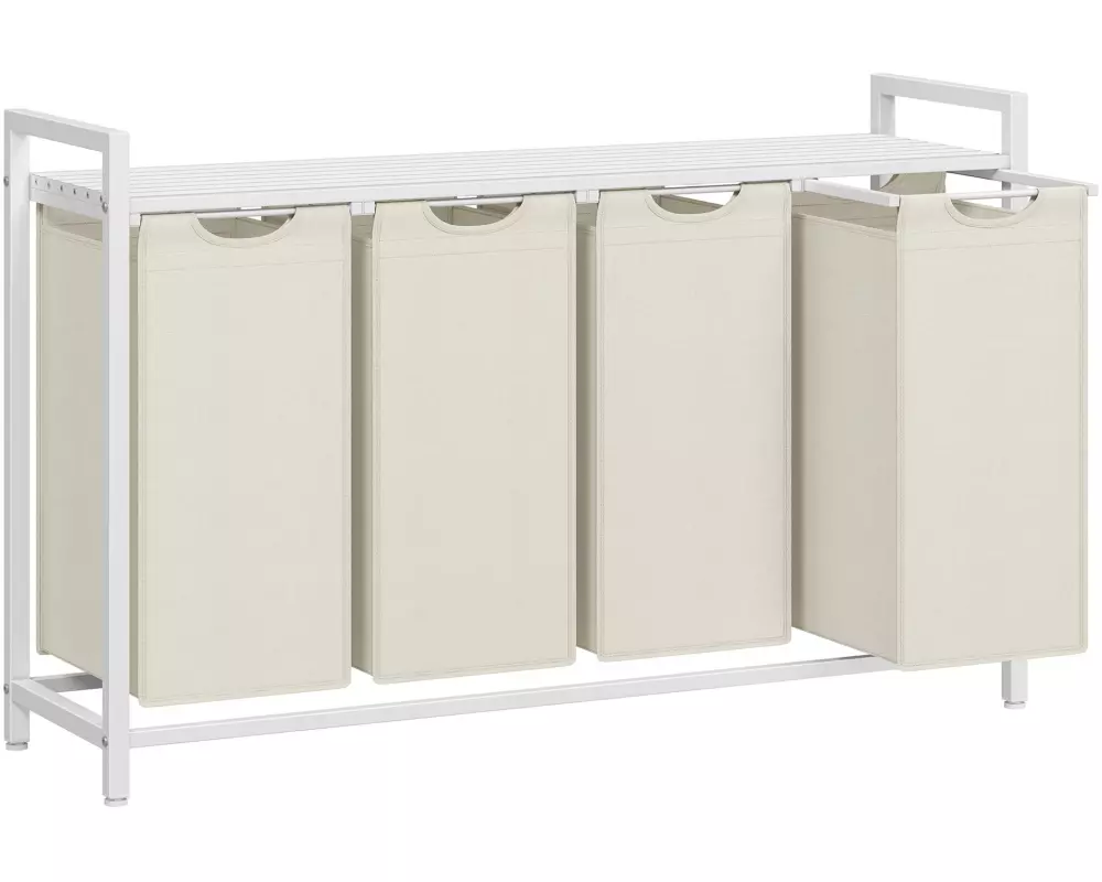 VASAGLE Wäschekorb mit Ablage 140 l, Crème