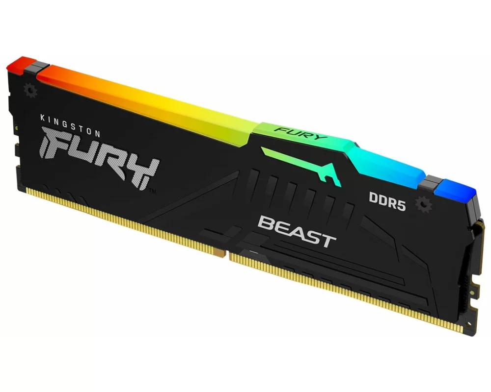 Kingston 8GB, 5200MT/s, DDR5, CL36, DIMM, FURY Beast, RGB, EXPO