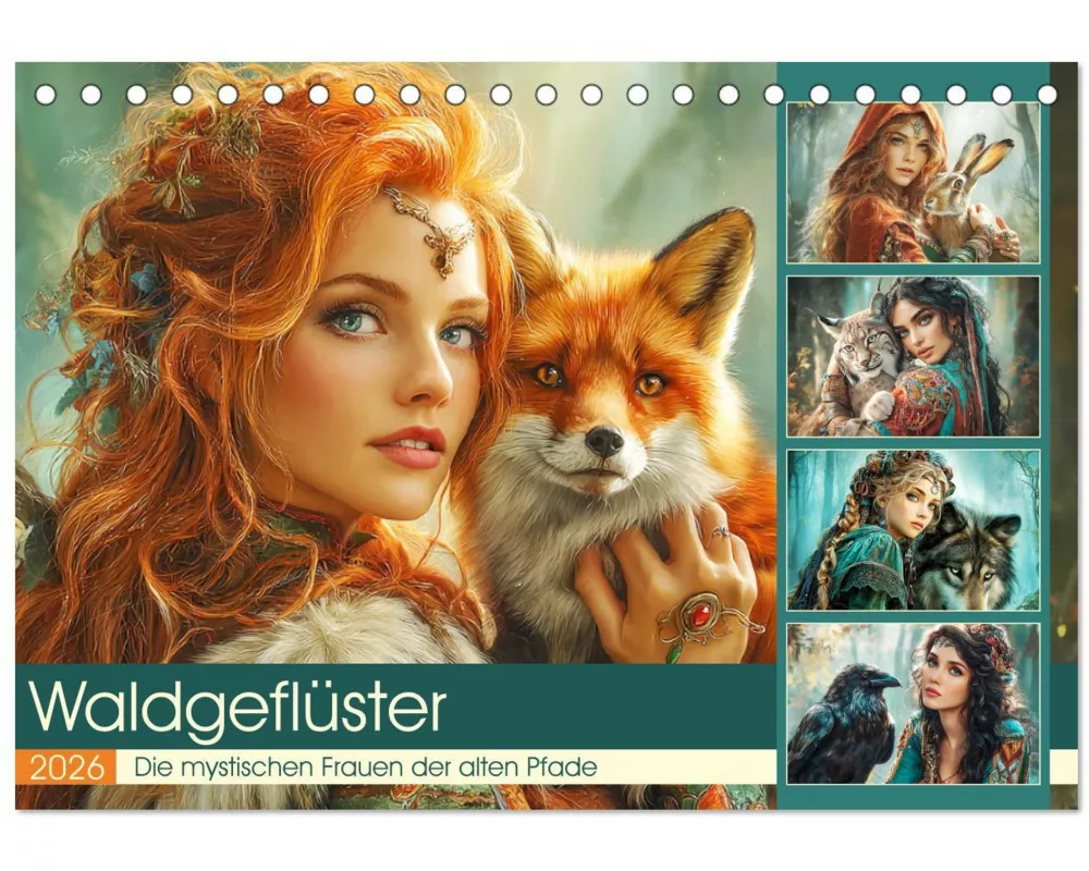Waldgeflüster. Die mystischen Frauen der alten Pfade (Tischkalender 2026 DIN A5 quer), CALVENDO Monatskalender
