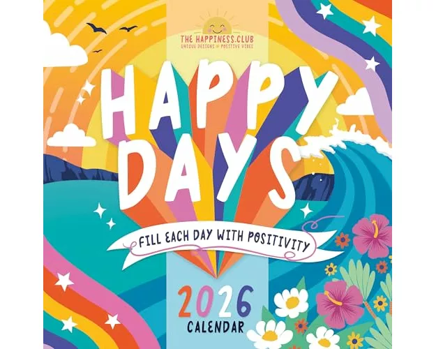 Happiness Club Square Wall Calendar 2026