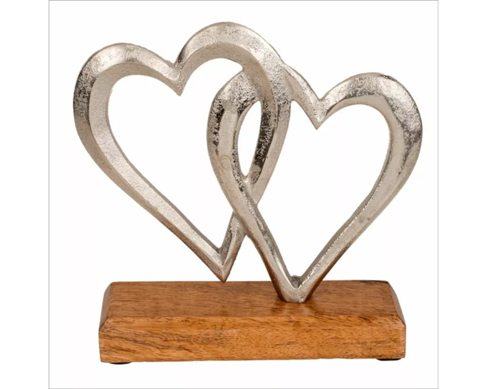 Herzen aus Metall mit Holzsockel
