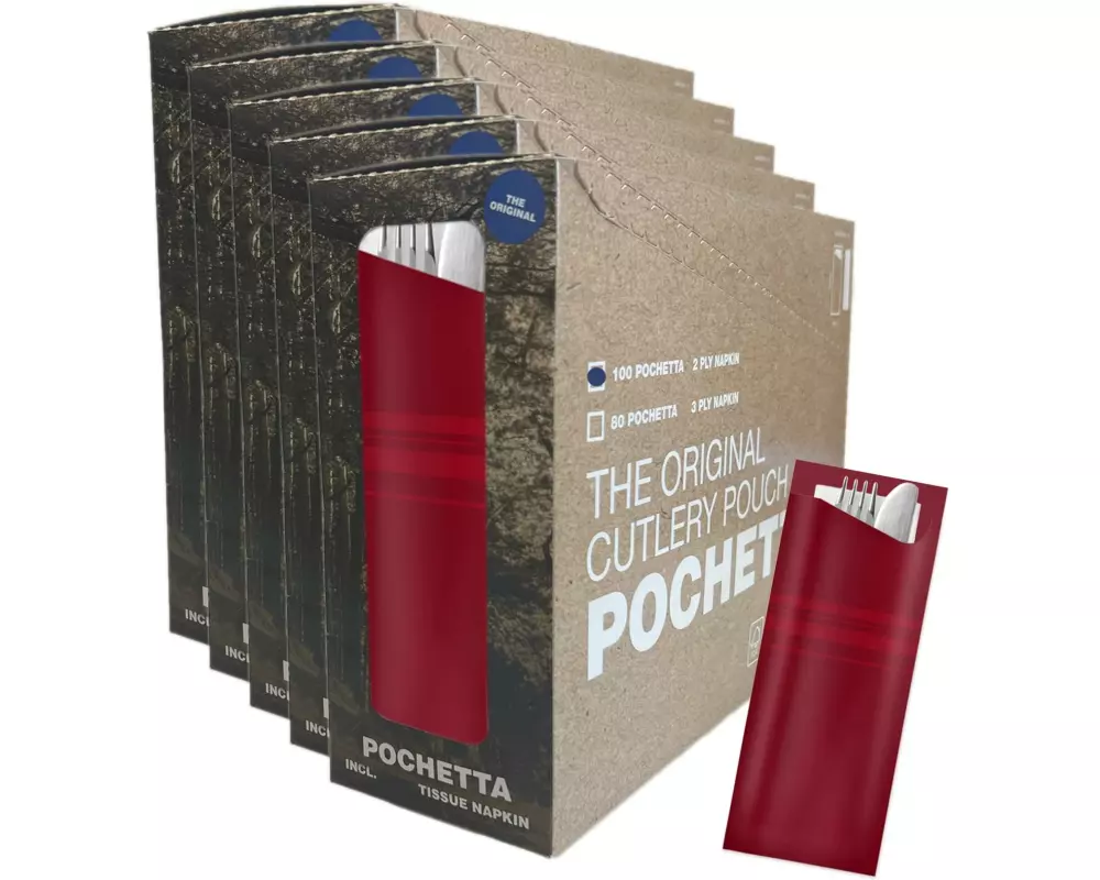 Pochetta Einweg-Besteckset Classic Stripes, 500 Stück, Bordeaux