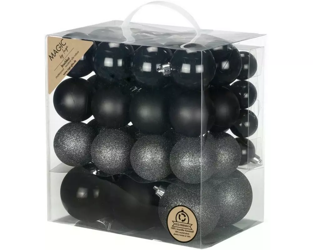 INGES CHRISTMAS DECOR Weihnachtskugel 54 Stück, Schwarz