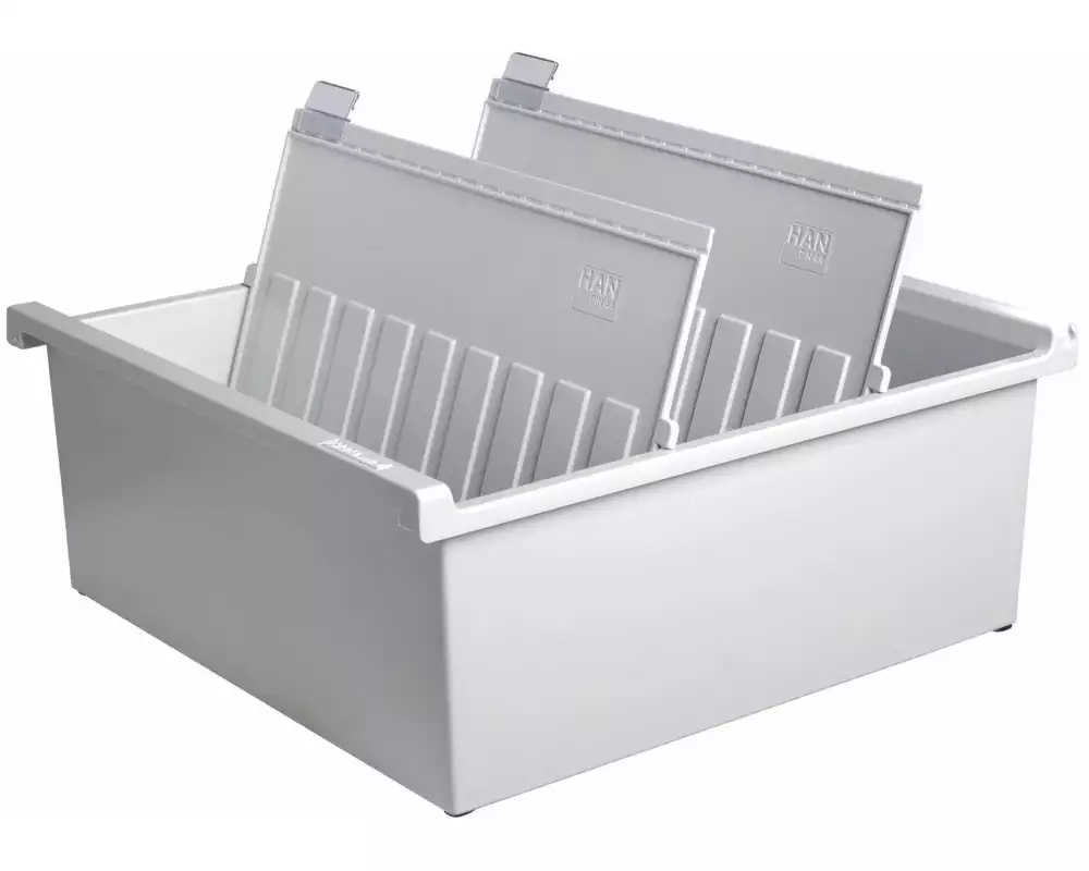 HAN Karteibox A4 Quer, 1300 Karten, Grau