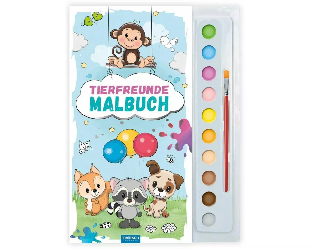 TRÖTSCH - Malbuch mit Tuschkasten Tierfreunde