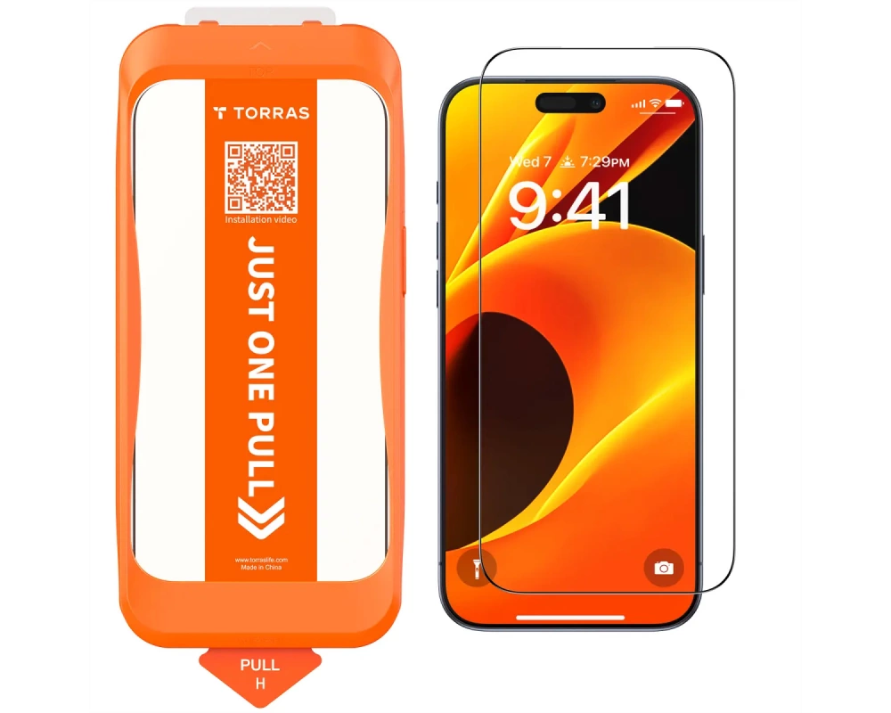 Torras Install Master Privacy Displayschutz, iPhone 17, transparent