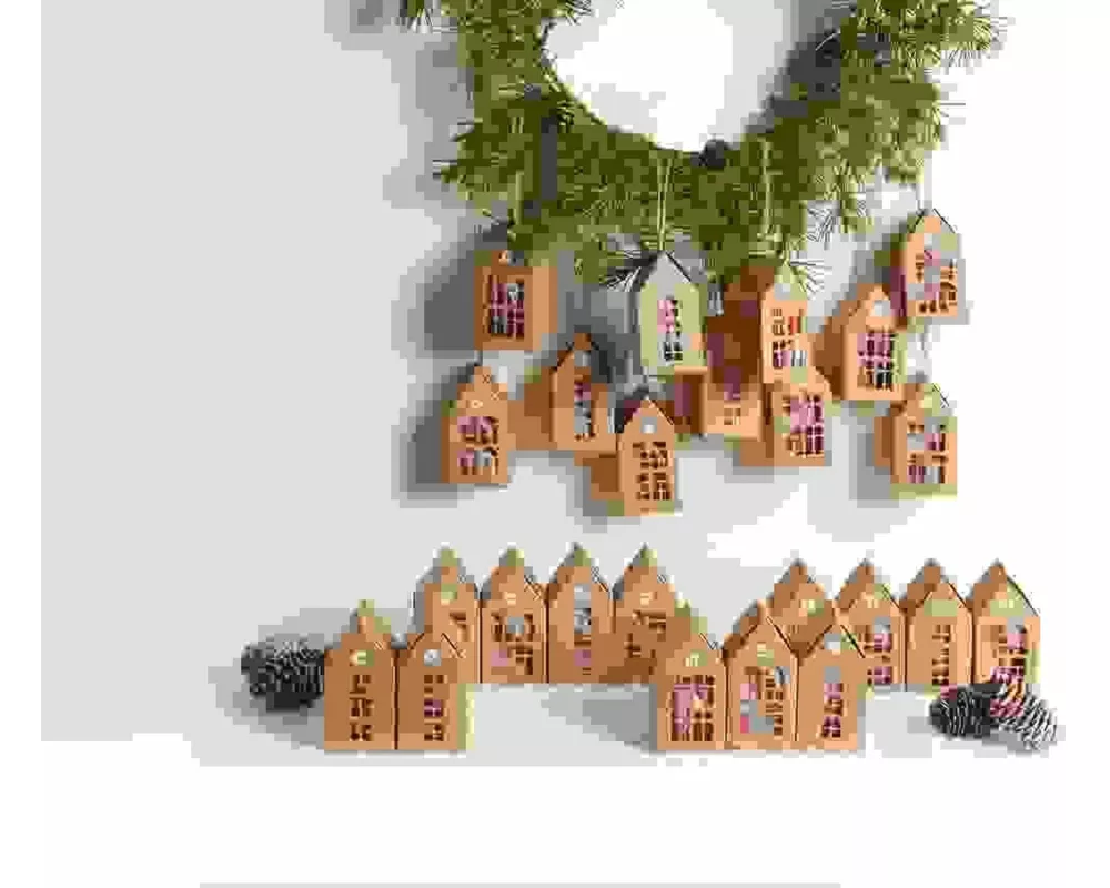 Adventskalender Papphäuser,24 Stk., 9x4,5x4,5cm, FSC MIX