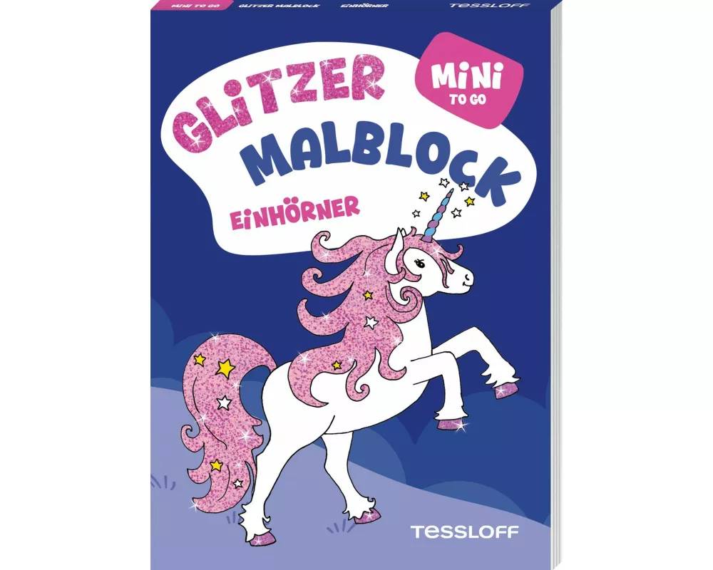 Mini Glitzer Malblock to go. Einhörner