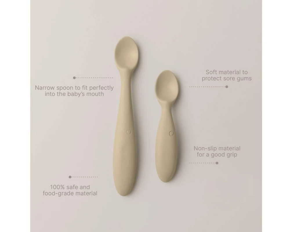 Bibs Spoon Set Silikon, für die erste Beikost, Sage