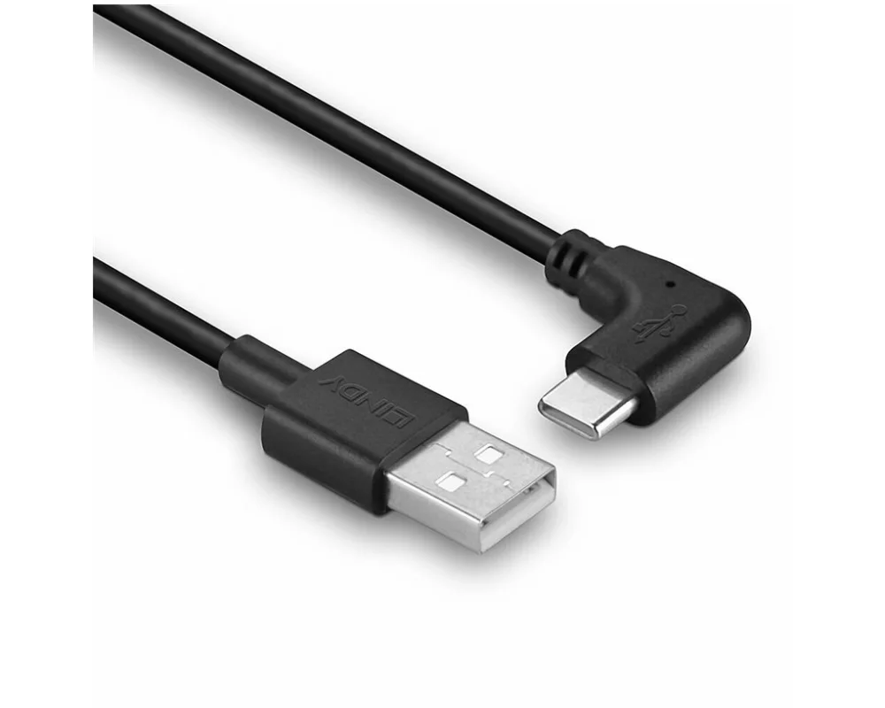 LINDY 1m USB 2.0, Type A to C Cable, 90 Right Angle