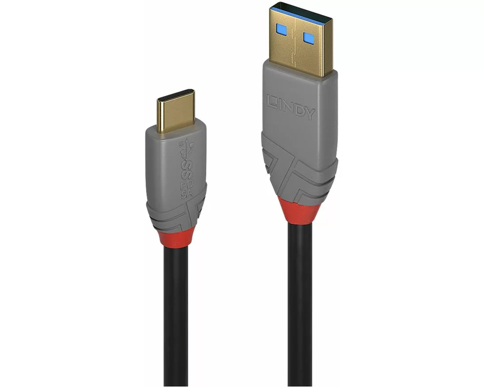 LINDY 2m USB 3.2 Type A, to C Cable, 5A PD, Anthra Line
