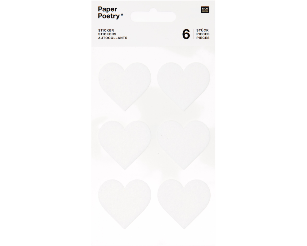 RICO DESIGN Filzsticker Herzen, gross 08792.71.61 weiss 6 Stück