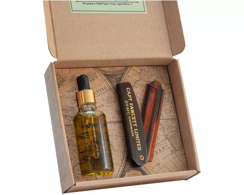 captain fawcett Maharajah Bartpflege-Set mit Bartöl und klappbarem Bartkamm