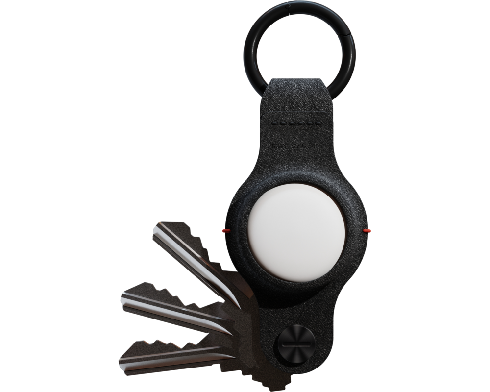 KEYSMART Air Vegan Leather Compact KS040 Key Holder for AirTag, Black