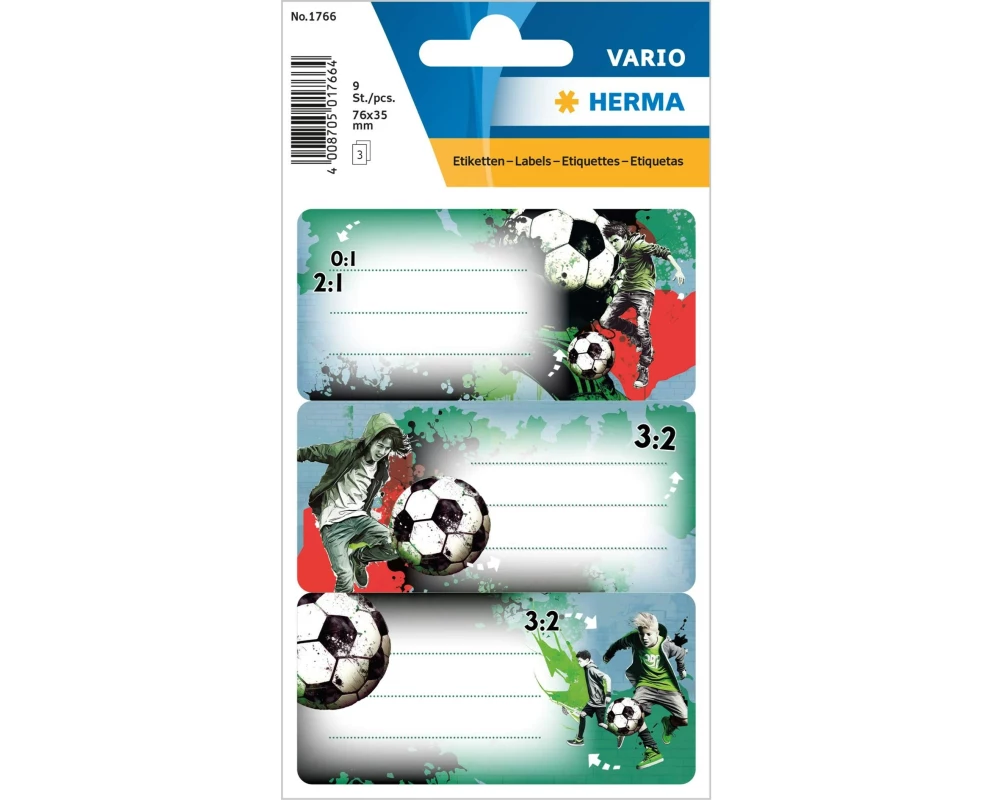 Herma Stickers Schuletiketten Street Soccer 3 Blatt / 9 Sticker