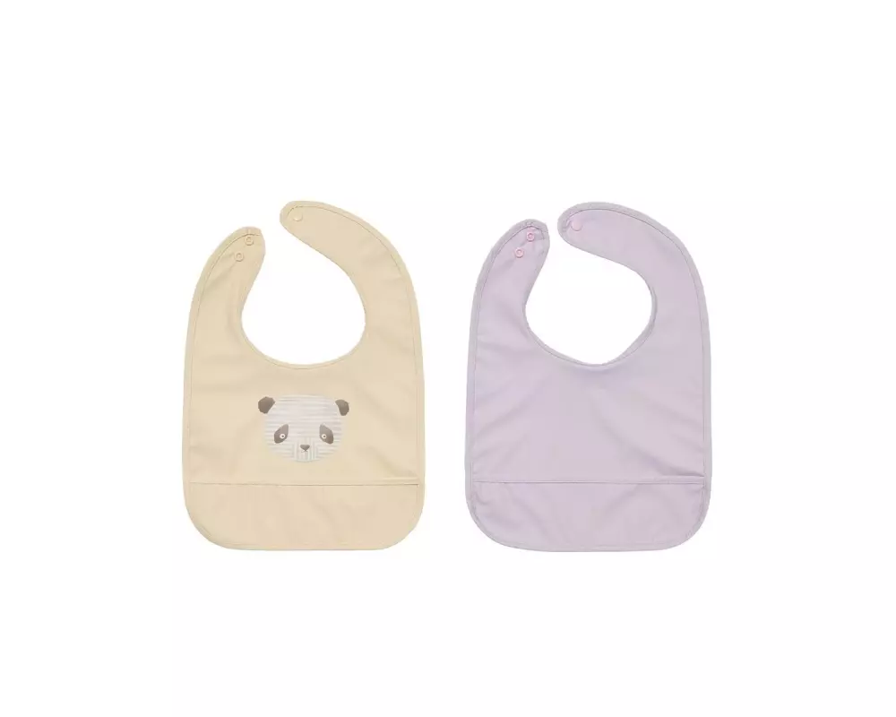 OYOY Lätzchen Lun Lun Panda 2 Stück, 34 x 27 cm, Lavendel/Vanille