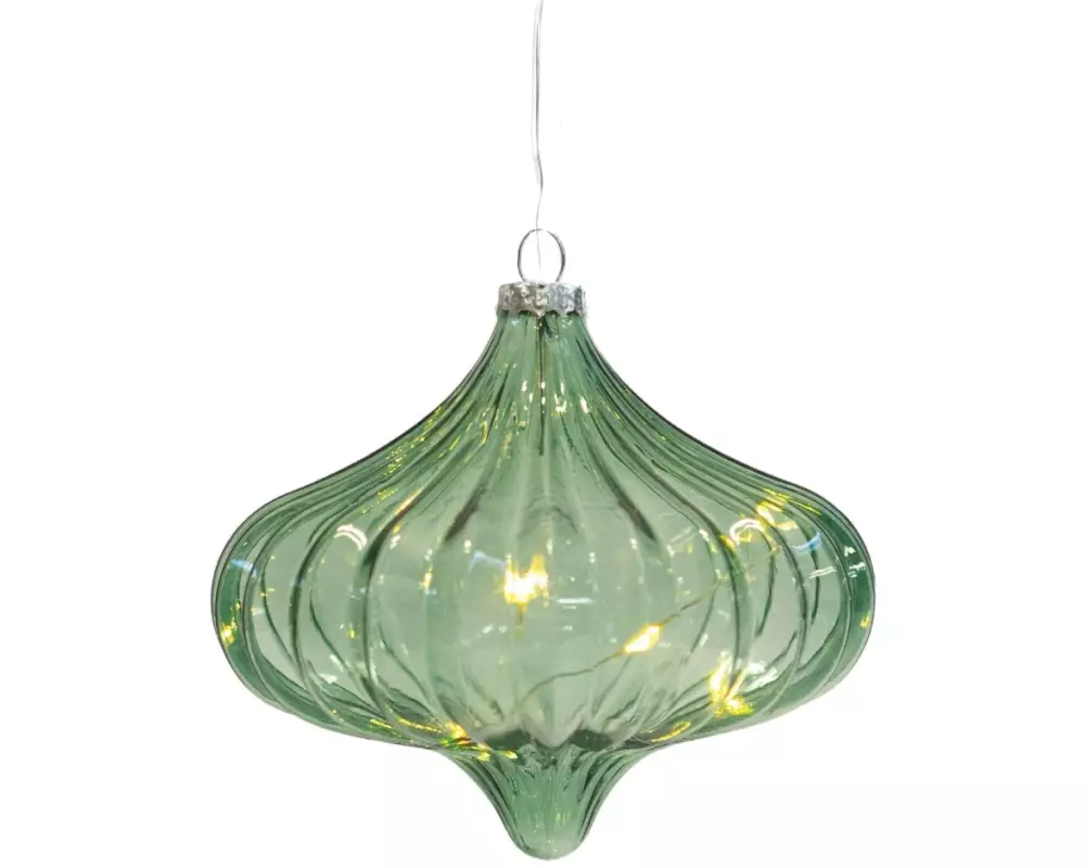 Sirius Weihnachtskugel Dina, 5 LEDs, 10 cm, Grün